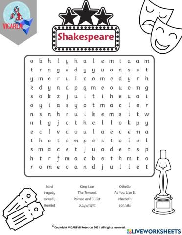 Shakespeare wordseach