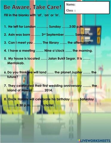 Year 6 Unit 10 Be Aware, Take Care!