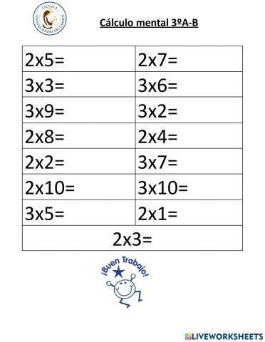 Cálculo mental 3º