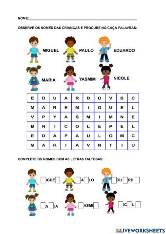 Caça palavras - diagrama wordwall worksheet