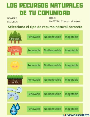 Clasifica los Recursos Naturales
