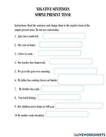 Negative form simple present tense