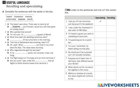 Recalling and speculating