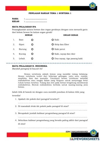 PH Kelas V Tema 1 Subtema 1