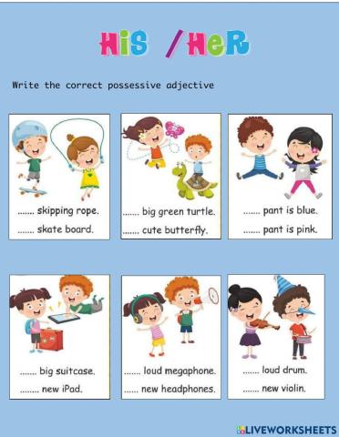 Possessive adjectives- his- her
