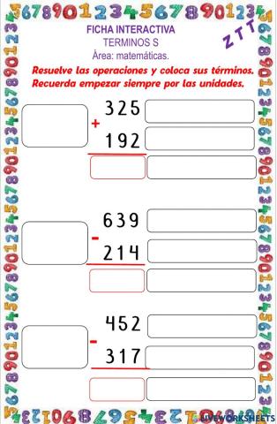 Términos de la suma y la resta