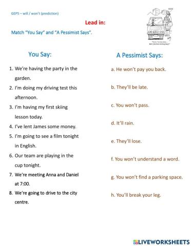 GEP5 - Leading in will - won't (prediction)