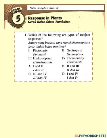 Gerak balas tumbuhan