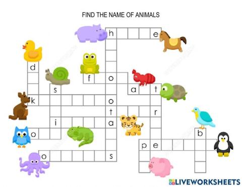 Animals crossword puzzles