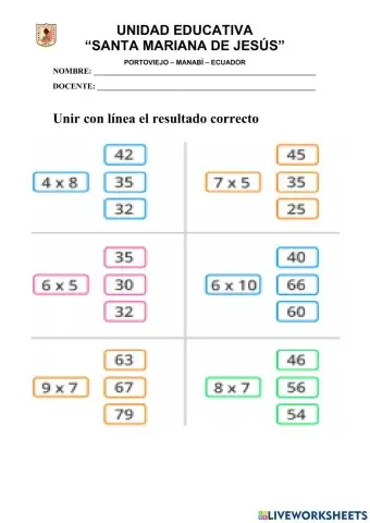 Tablas de Multiplicar