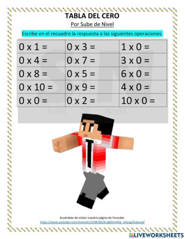 Tabla del Cero con Minecraft