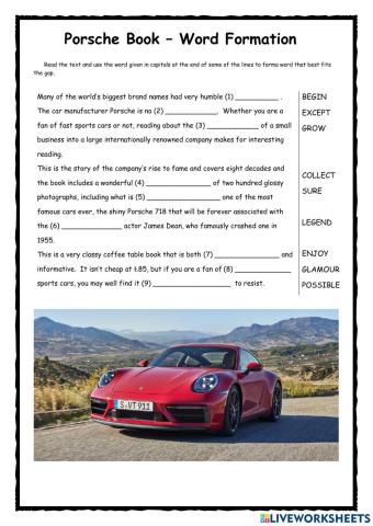 Porsche Word Formation FCE