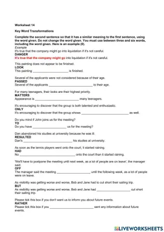 Key Word Transformation 14