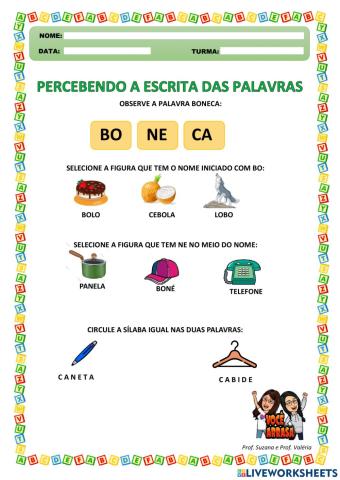 Percebendo a Escrita das Palavras