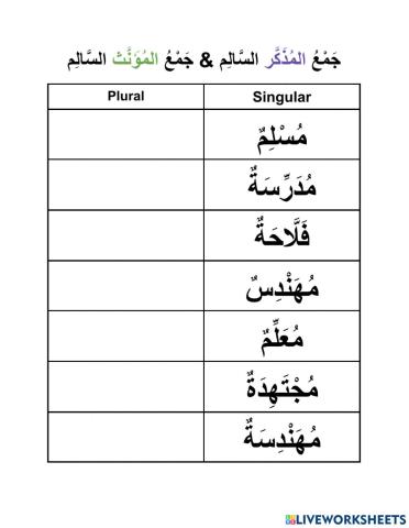 جَمْعُ المُذَكَّر السَّالِم & جَمْعُ المُؤَنَّث السَّالِم