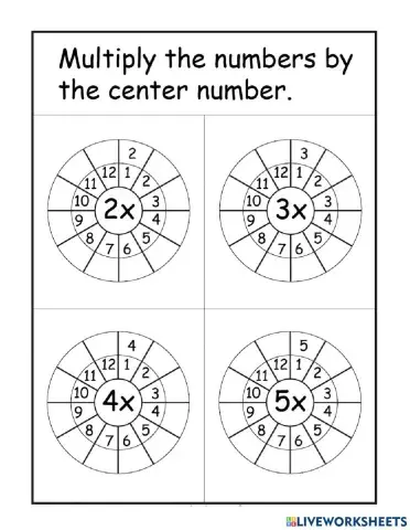 2,3,4 and 5 Times Table