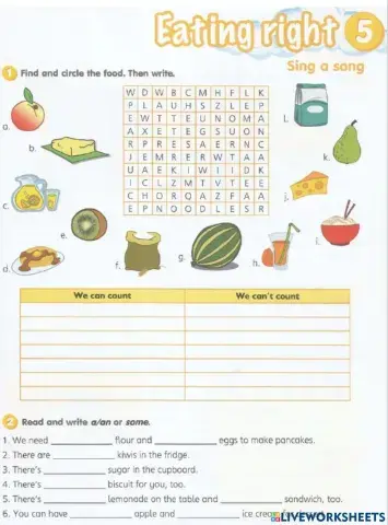 Eating Right (workbook page 39)