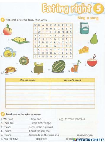 Eating Right (workbook page 39)
