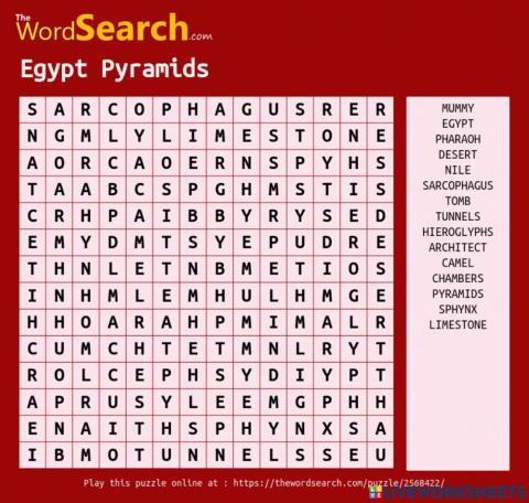 Egypt Pyramids Vocabulary