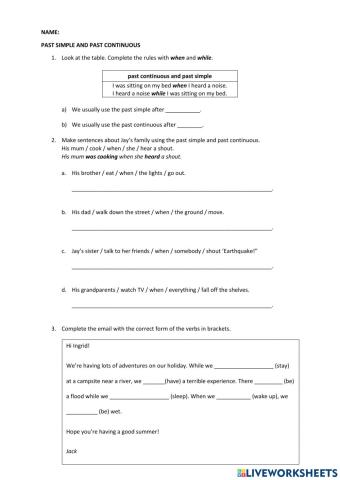 Form 1: Unit 3 Past Simple and Past Continuous