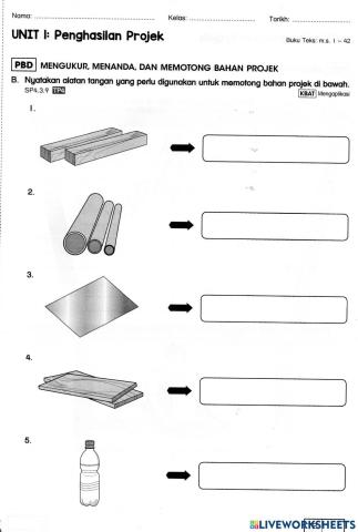 Mengukur Menanda Memotong Bahan Projek ms 17