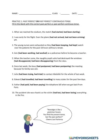 Past perfect or past PERFECT continuous