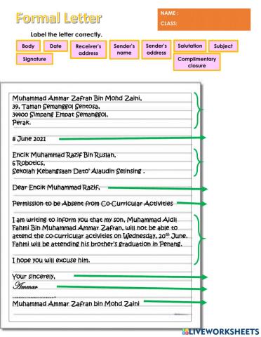 Formal Letter Layout