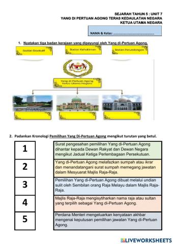 Sejarah tahun 5 : yang di-pertuan agong teras kedaulatan negara