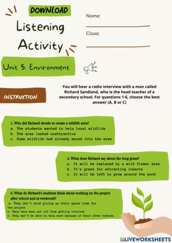 DOWNLOAD: Unit 5 (Listening page 64)