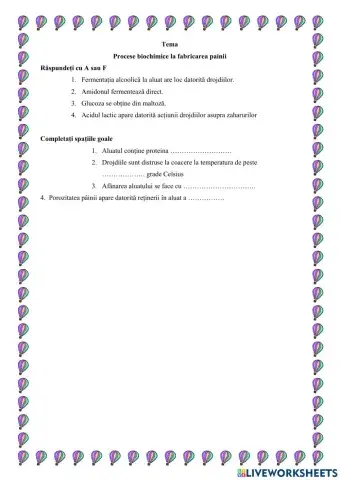 Procese biochimice la fabricarea pâinii