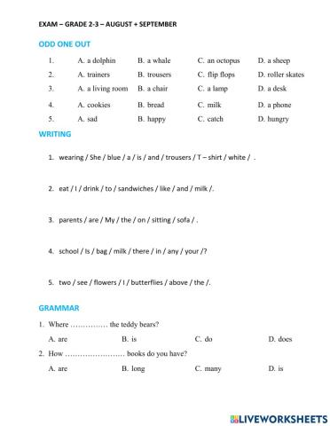 Exam - 8 + 9- class 2-3