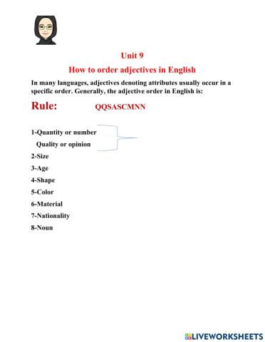 The order of Adjectives