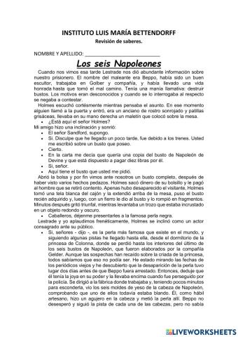 Revisón de saberes 6to