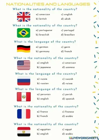 Nationalities and languages