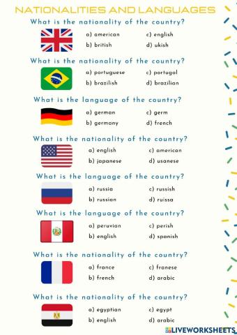 Nationalities and languages