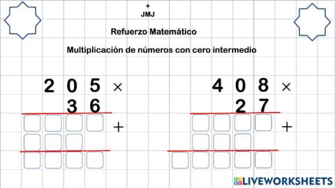 Multiplicar números con cero intermedio