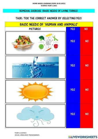 Basic needs of living things