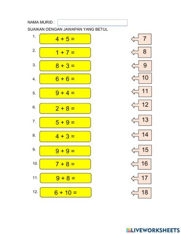 Operasi tambah tahun 1