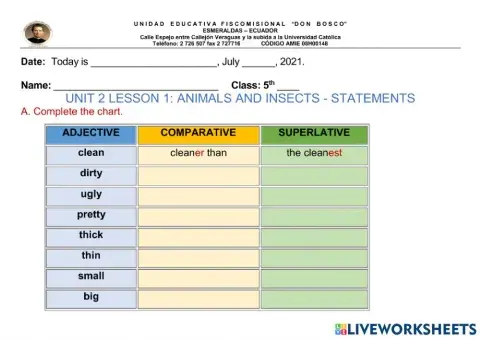 Animals and insects - statements