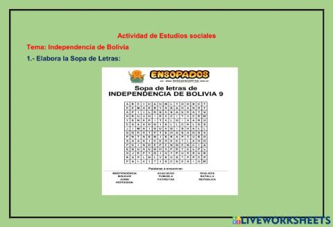 La independencia de Bolivia