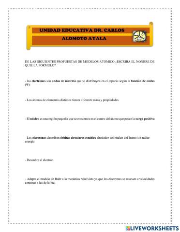 Modelo Atómico y tabla periódica