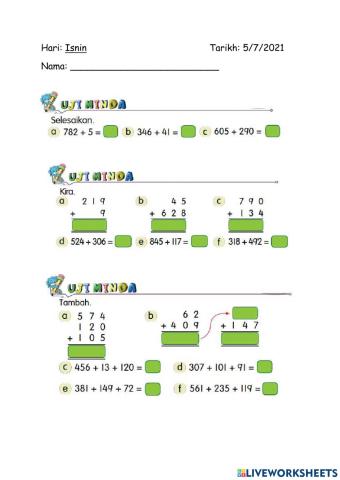 Tulis jawapan dengan betul