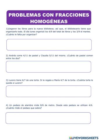 Problemas con fracciones