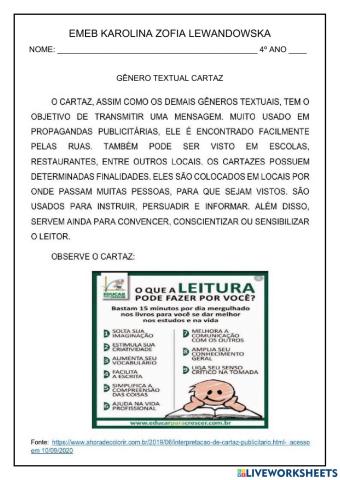 Gênero Textual Cartaz