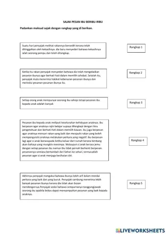 Sajak Pesan Ibu Beribu-ribu