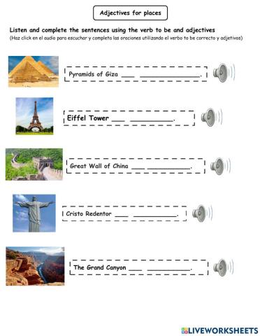 Adjectives for places