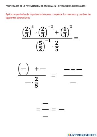 Propiedades de la potenciación en operaciones combinadas