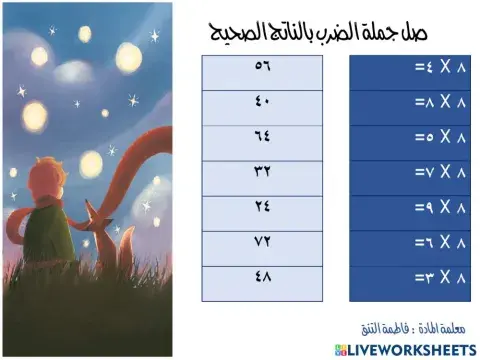جدول الضرب ٨