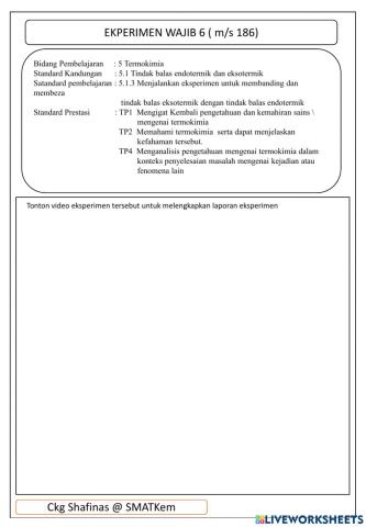 Ekperimen tindak balas endotermik dan eksotermik