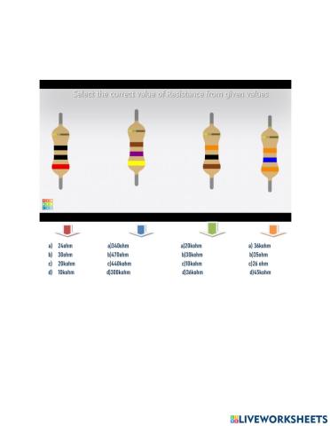 Activity to find resistance using colourcode